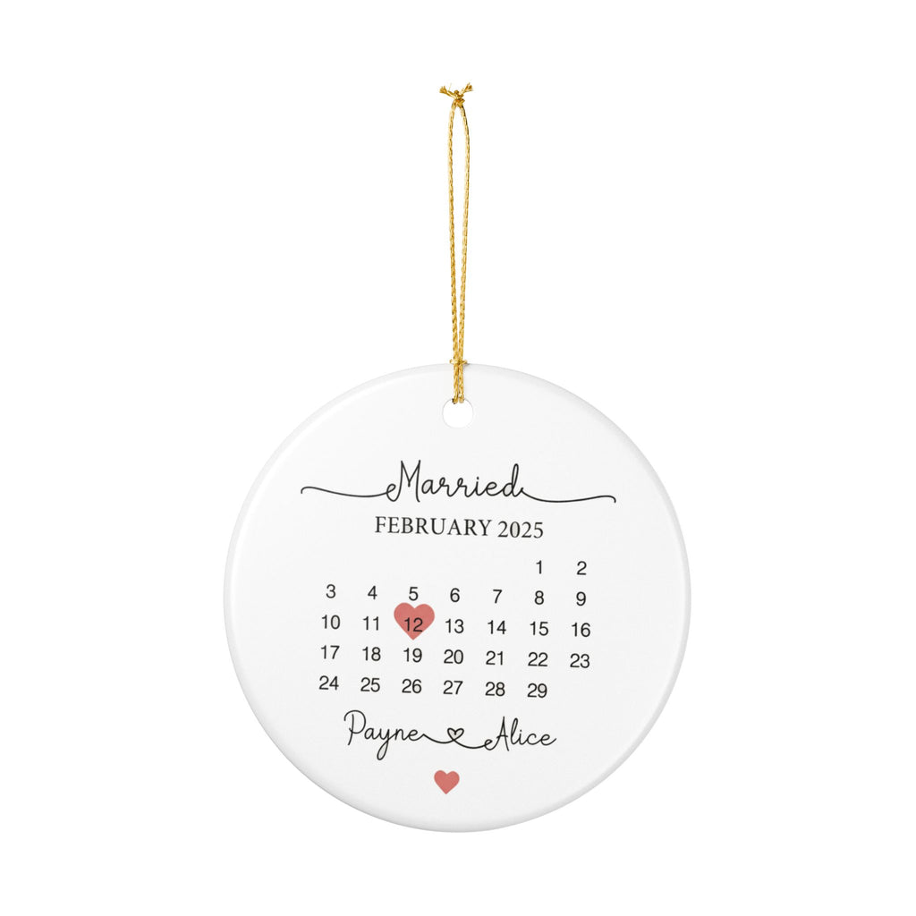 Personalized Wedding Date Ornament 2025, Custom Calendar Keepsake, Married Couple Gift, Engagement or Anniversary Decoration