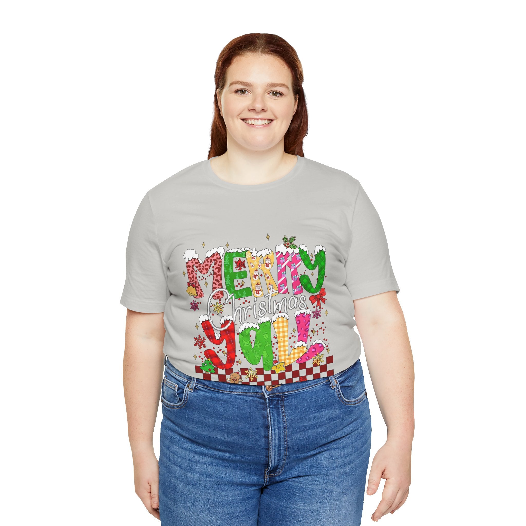 Merry Christmas Y’all Shirt, Colorful Christmas T-Shirt, Retro Holiday Tee, Cute Festive Graphic Tee for Women