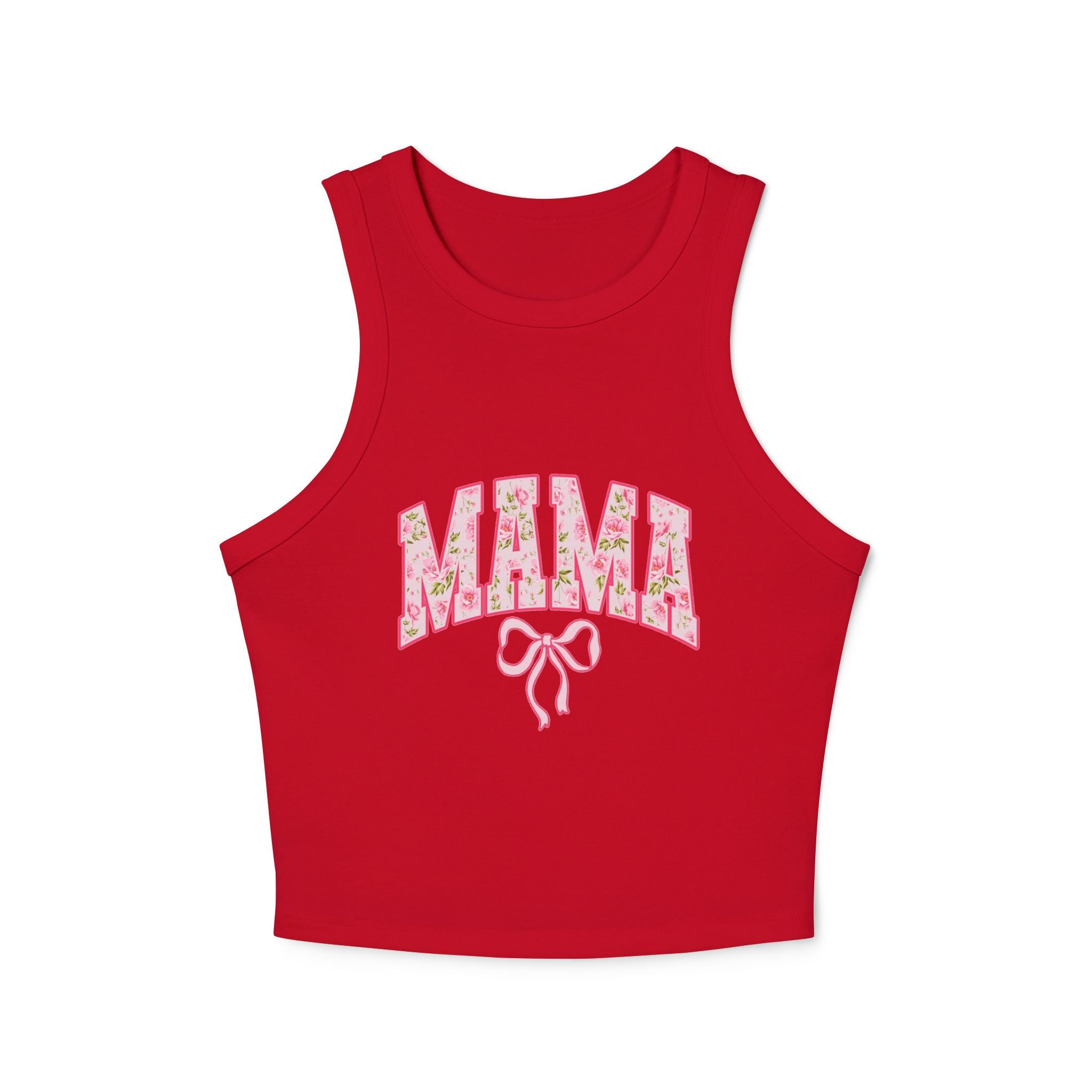 Floral MAMA Tank Top, Pink Bow and Rose Print Design, Cute Mom Life Summer Shirt, Mother’s Day Gift Top, Feminine Floral Tank