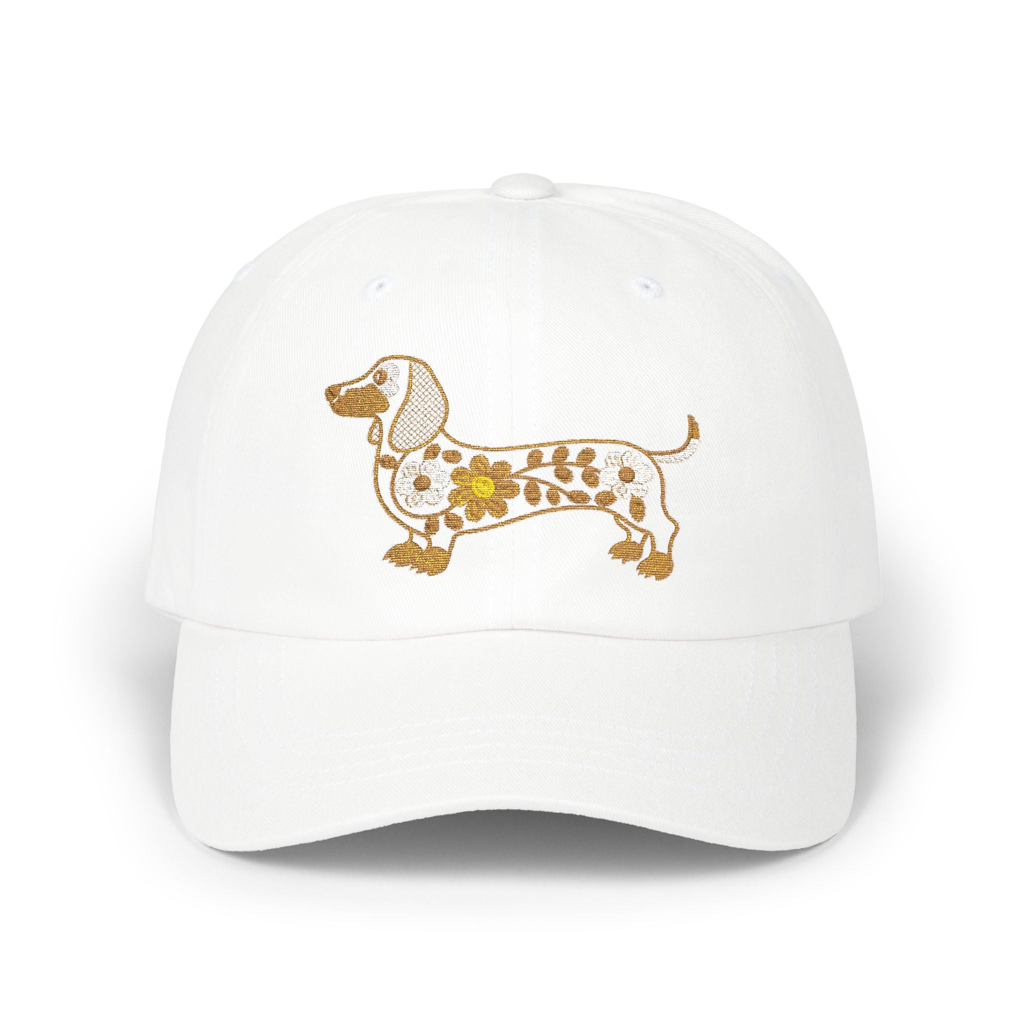 Floral Dachshund Embroidered Hat, Cute Wiener Dog Stitch Design Cap, Flower Dog Embroidery Baseball Hat, Pet Lover Gift, Boho Dog Cap