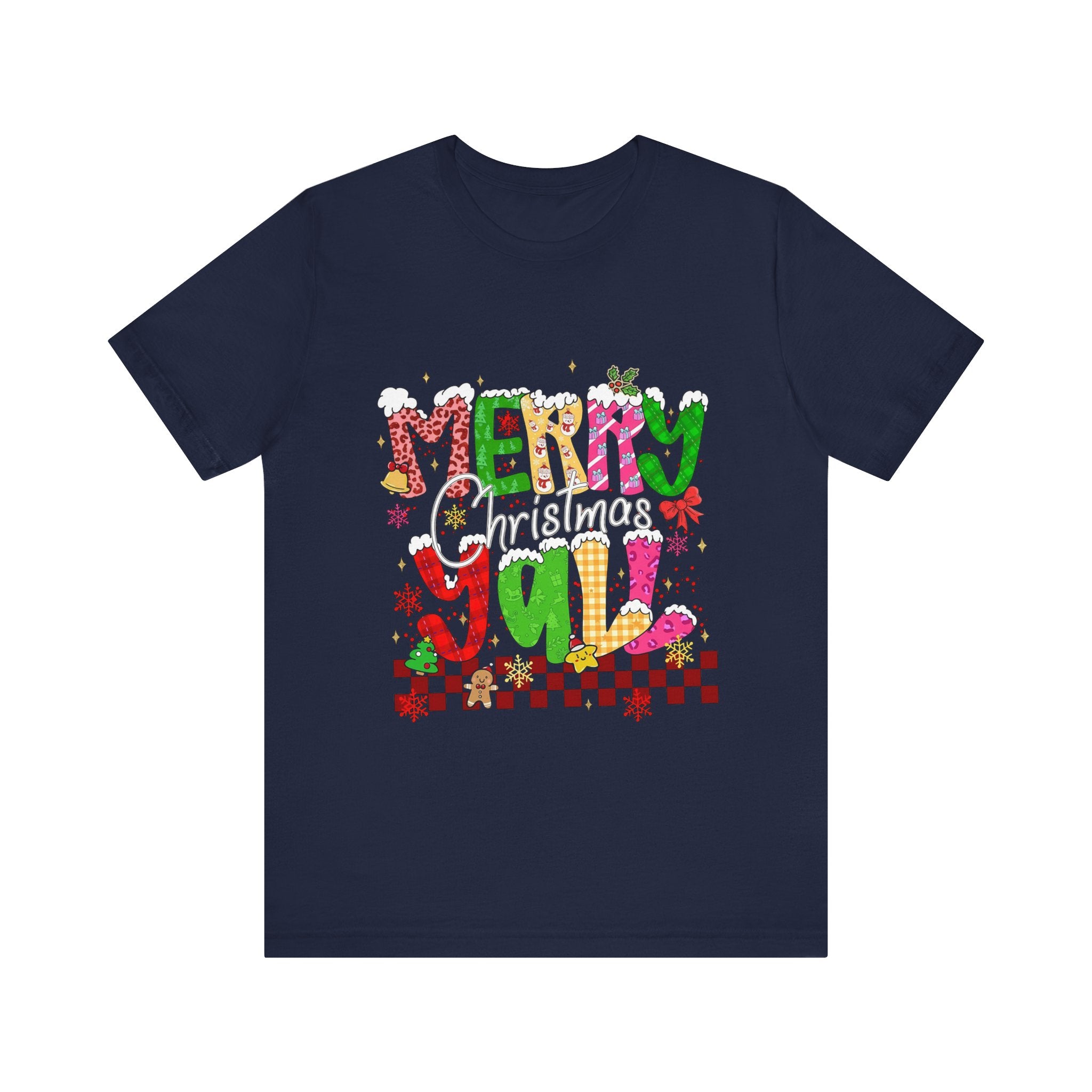 Merry Christmas Y’all Shirt, Colorful Christmas T-Shirt, Retro Holiday Tee, Cute Festive Graphic Tee for Women