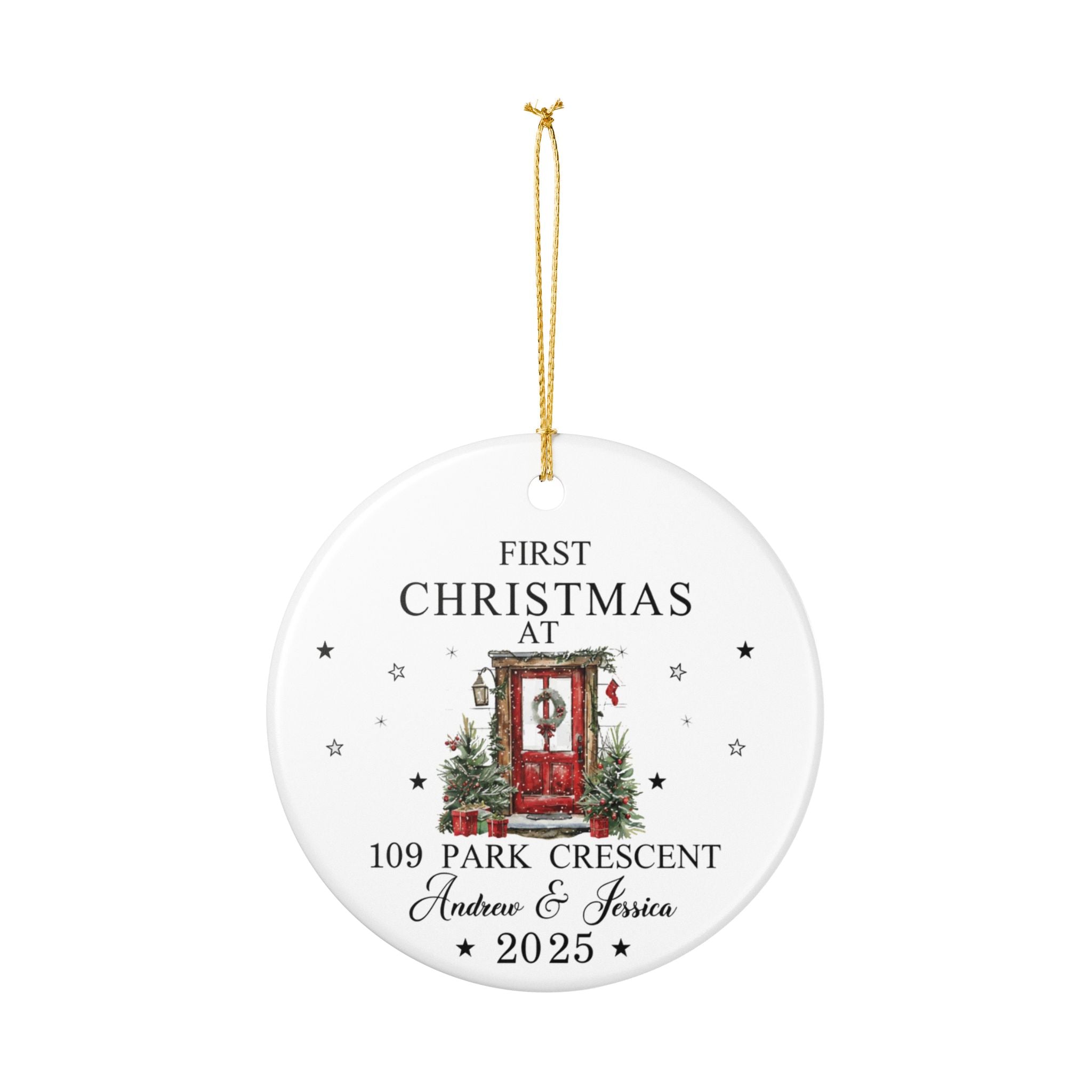 Personalized First Christmas Ornament 2025, New Home Gift, Custom Address Decoration, Couple Housewarming Keepsake
