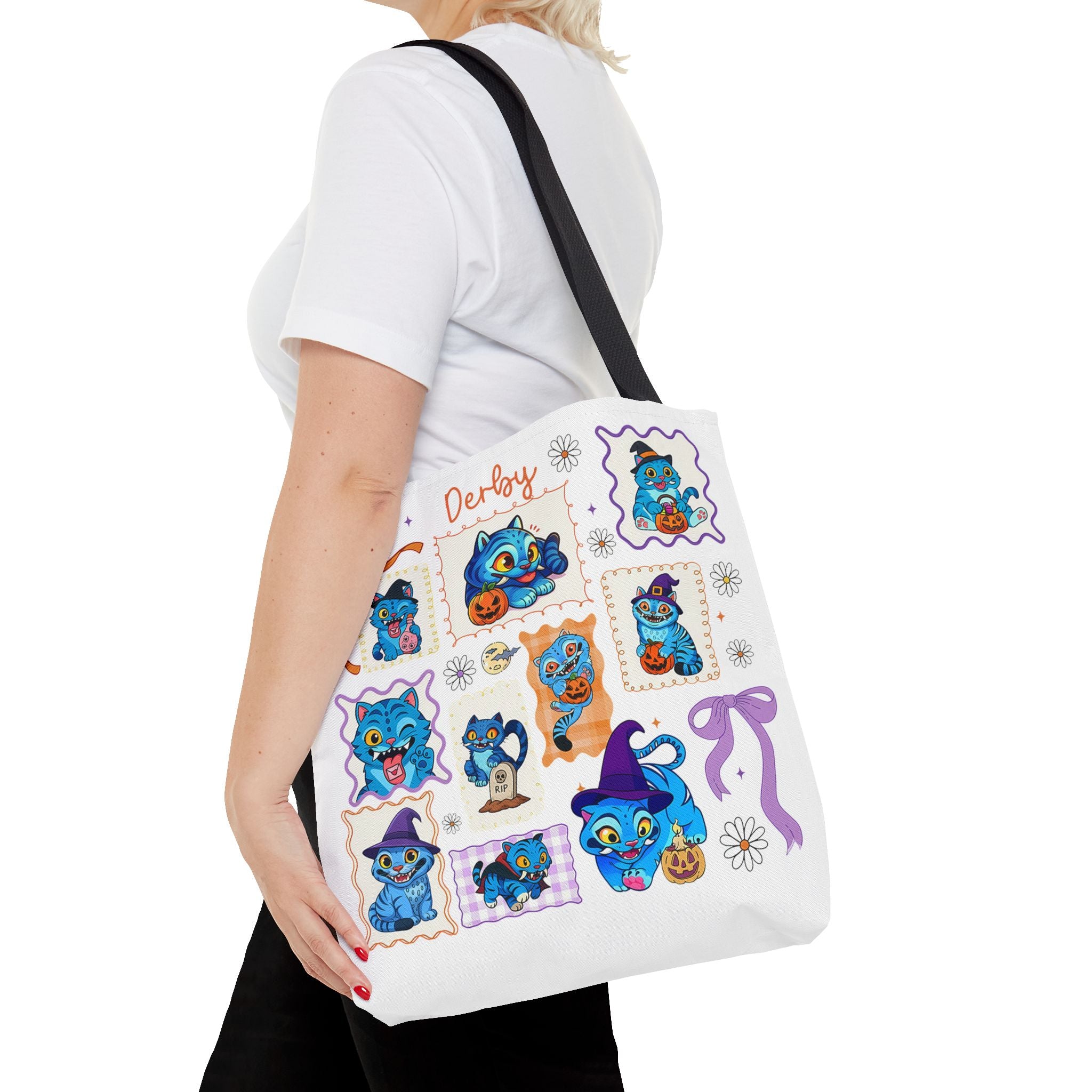 Whimsical Halloween Tote Bag, Eco-Friendly Shopping Bag, Cute Gift for Witches, Spooky Season Essentials, Derby Themed Accessories