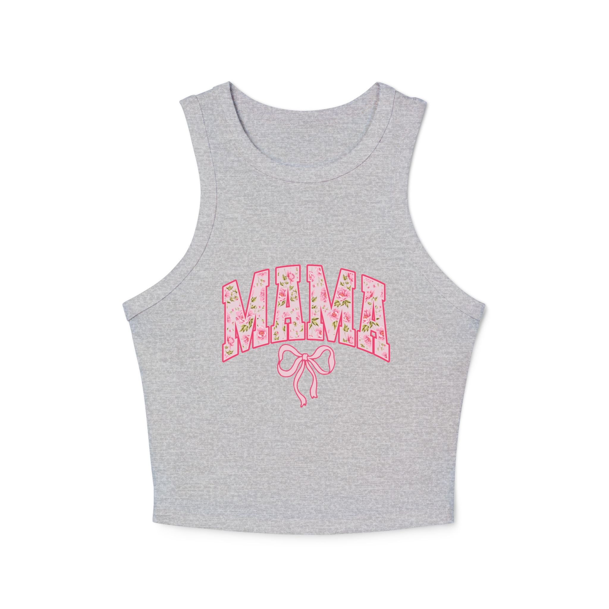 Floral MAMA Tank Top, Pink Bow and Rose Print Design, Cute Mom Life Summer Shirt, Mother’s Day Gift Top, Feminine Floral Tank