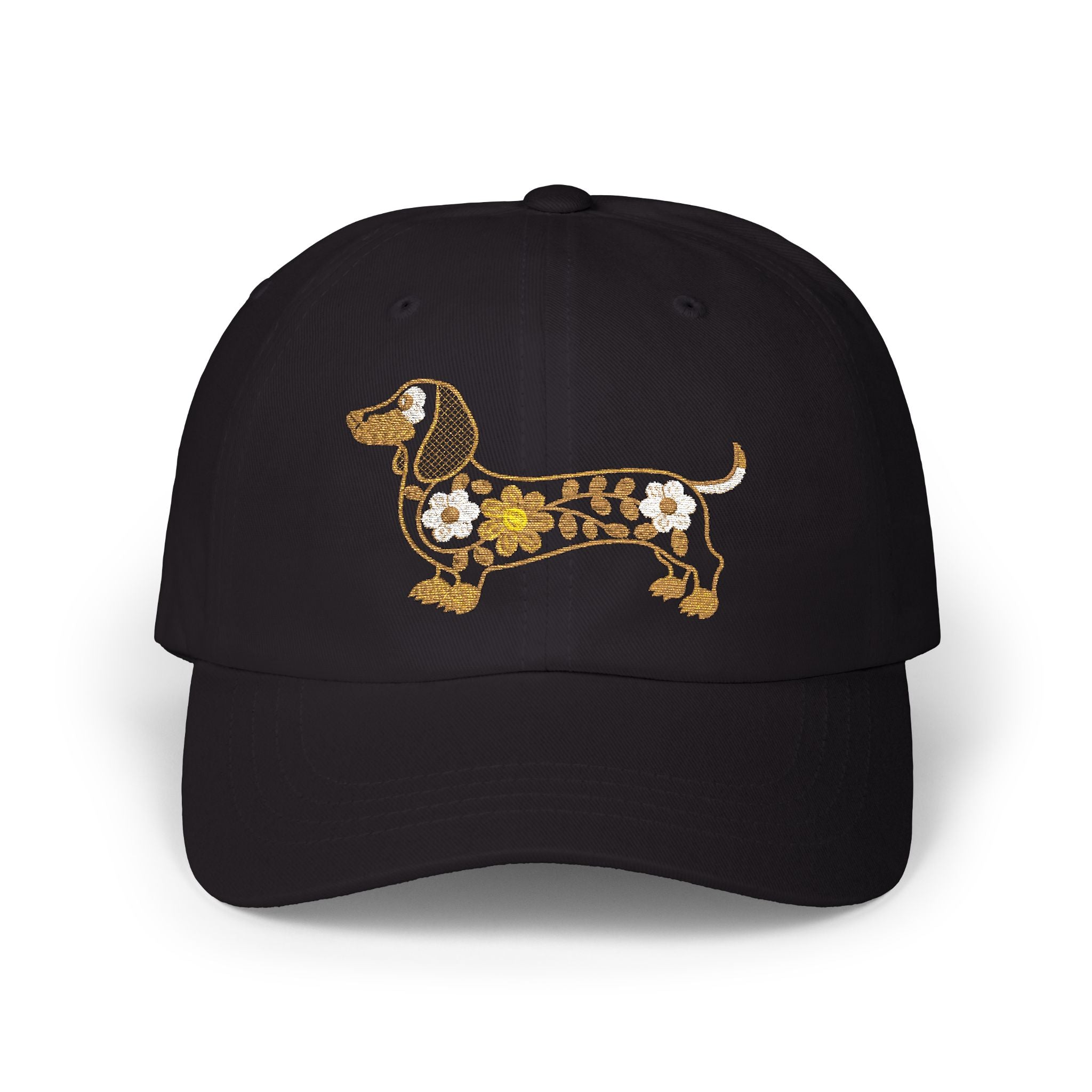 Floral Dachshund Embroidered Hat, Cute Wiener Dog Stitch Design Cap, Flower Dog Embroidery Baseball Hat, Pet Lover Gift, Boho Dog Cap